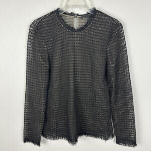 Alexander Wang Black Mesh Long Sleeve Crew Neck Top M